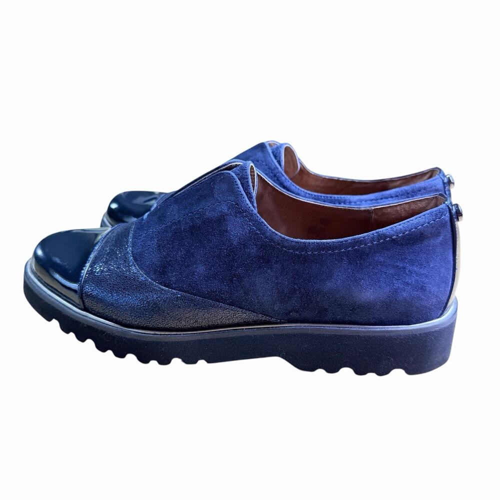 DONALD J. PLINER Cloud Blue Suede Leather Laceless Oxford Womens Shoes 8.5 M - Picture 4 of 10